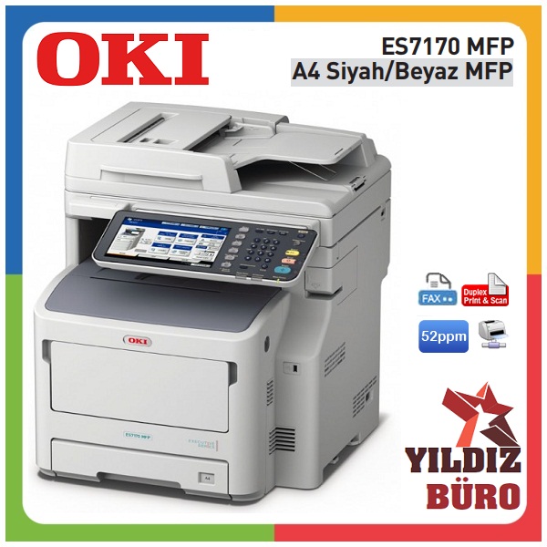 OKI ES7170DN A4 MFP Çok Fonksiyonlu Yazıcı, Fotokopi, Faks